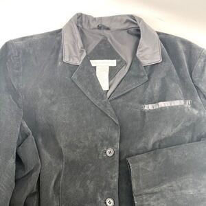 Jessica Holbrook‎ Womens Black Leather Suede Blazer Jacket Size XL